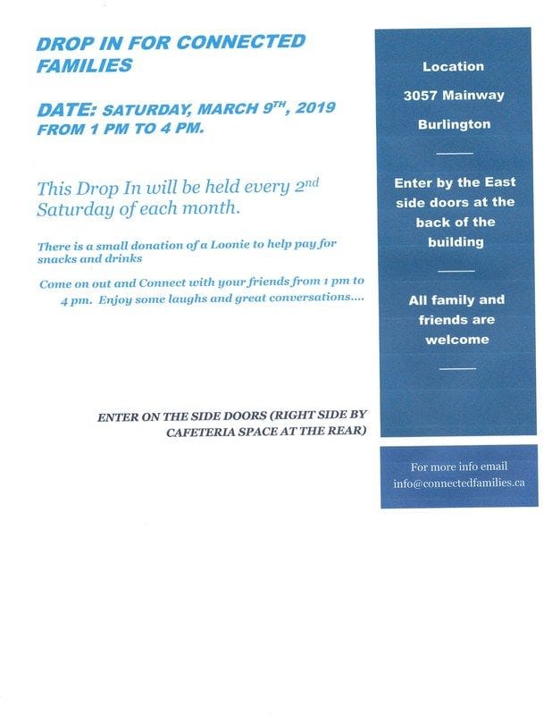 DROP IN CENTRE MARCH9TH 1 TO 4PM